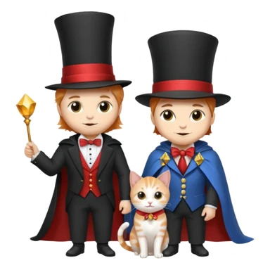 magician couple and their pet cat sticker