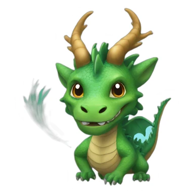 A water dragon with deer horns and long, lush hair sticker