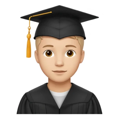 Graduated Students, Male, proudly, short hair, wearing graduation cap sticker