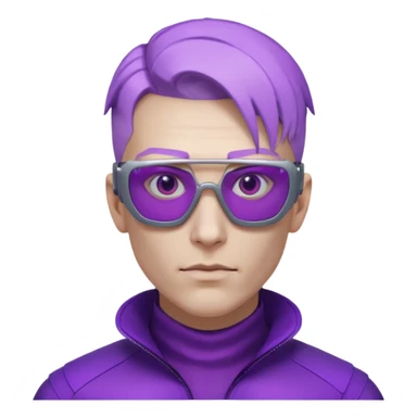 Cyberpunk man head 3d puruple cyber-glasses half rotate face sticker