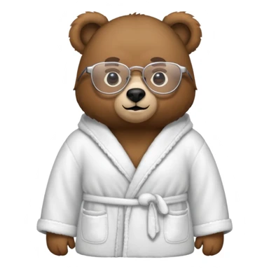 A bear wearing glasses and a bathrobe sticker
