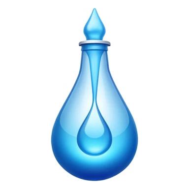 "Abstract logo symbol representing plastic blow molding, a drop of blue liquid plastic transforming into a solid bottle shape, futuristic, metallic texture, blue and silver gradient, white background, high definition app icon." sticker