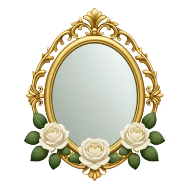 light academia mirror and white roses sticker
