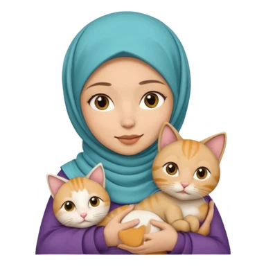 wanita berhijab dengan 1 kucing sticker
