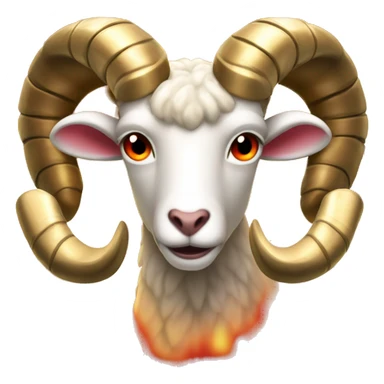 Realistic fire red ram fire flaming red hot fire fur gold horns Aries flames coming off and behind sticker