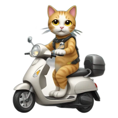 Cat on a scooter  sticker