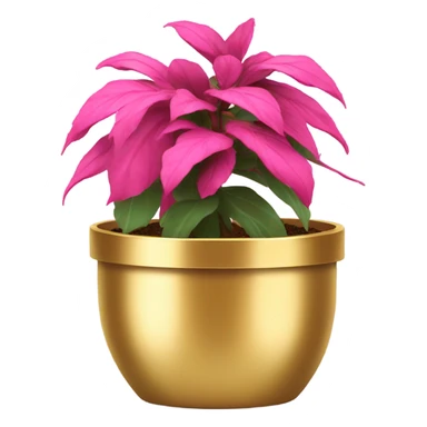 Pink plant in gold pot sticker