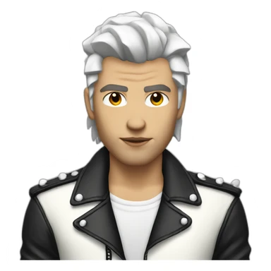 Punk male with white leather jacket with dark hair sticker