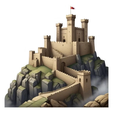 ​Cinematic Realistic Mota del Cuervo, depicted as an ancient medieval fortress perched on a rugged hill, with weathered stone walls, towering battlements, and a misty, dramatic landscape in the background, rendered with intricate historical textures and atmospheric lighting that evokes mystery and timeless legacy, sticker