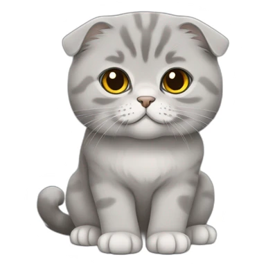 Scottish Fold Cat all grey long hair sticker