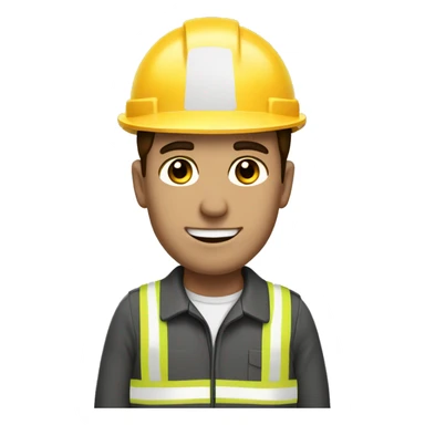 Brown haired man with a construction uniform , with the face dirty from charcoal  sticker