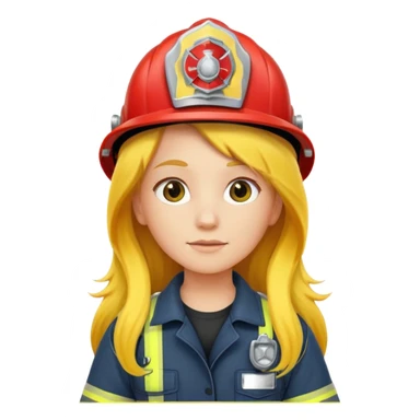girl fireman with long yellow hair sticker