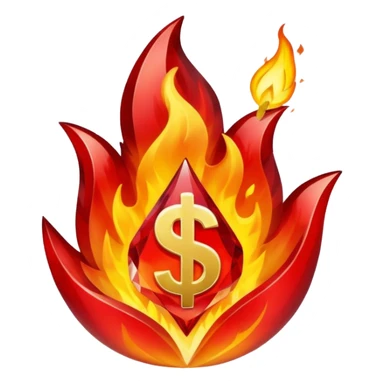 Red flaming crystal with a $ carved into the center of the crystal.Red flaming crystal with a $ carved into the center of the crystal. sticker