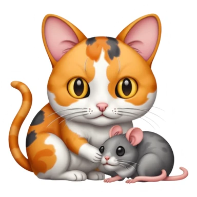 A cat holding a dead mouse sticker