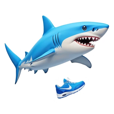 “Tralalelo Tralala — a surreal shark with three legs wearing blue Nike sneakers, running joyfully. Cartoon style, vibrant colors, meme-inspired.” sticker
