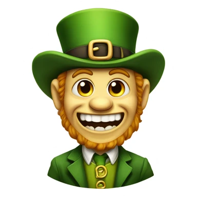 Leprechaun with laughably crossed eyes and an open mouth with crooked teeth. Just one yellow skin. Eyes more crossed. Whole body cross the eyes. Small beady eyes sticker