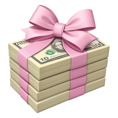 Australian $100 notes stacked together and wrapped in a pink bow sticker