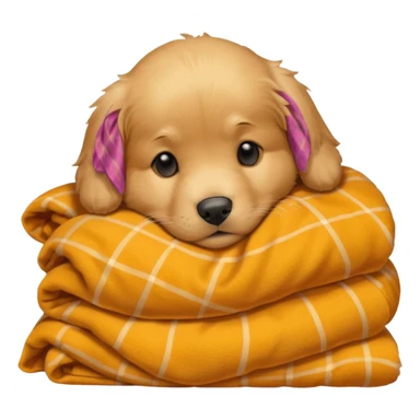 Autumn golden retriever puppy sleeping with a blanket sticker