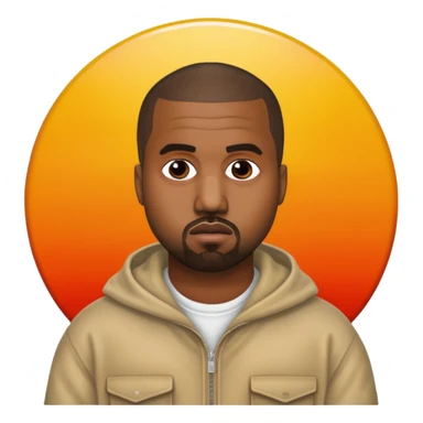 Kanye West in the style of Apple emoji, with the Life of Pablo album artwork in the background. sticker
