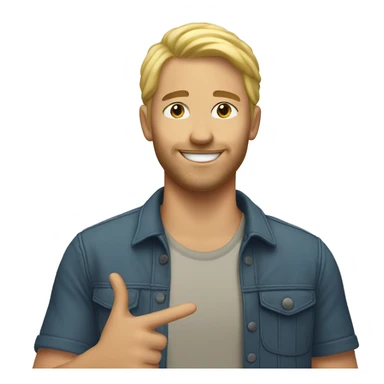 Happy 35 year old male with blonde hair giving the peace sign sticker