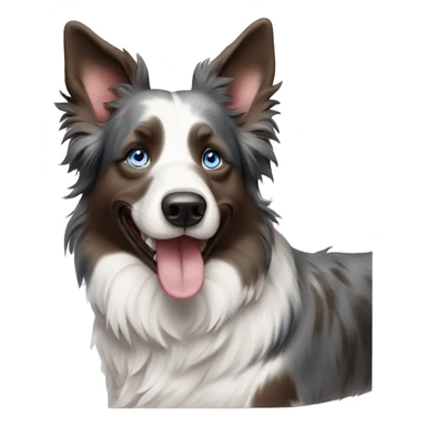 blue merle border collie with blue eyes and brown heterochroma smiling sticker