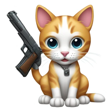Cat with a gun sticker