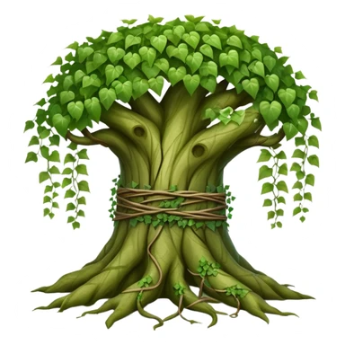 Tree with vines wrapped around trunk, ivy entwined tree sticker