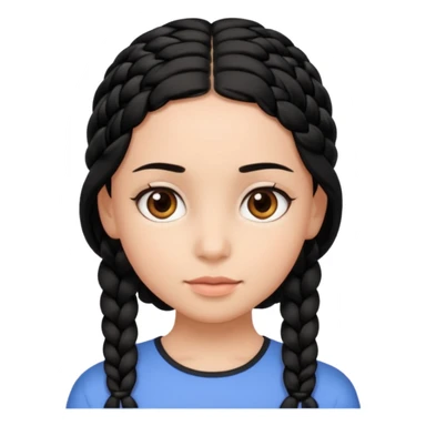 Girl with simple black braid  sticker