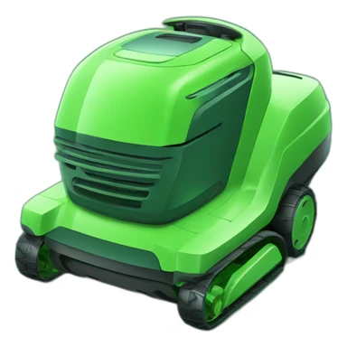 futuristic autonomous lawn mower in all green sticker