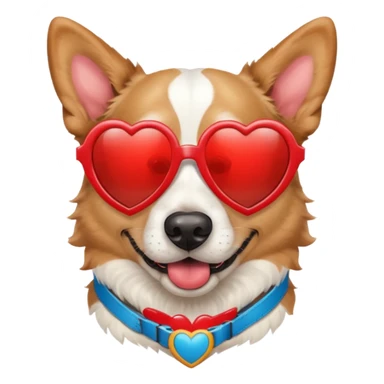 Chien blanc type Montagne avec des lunettes de soleil en forme de cœur rouge sticker