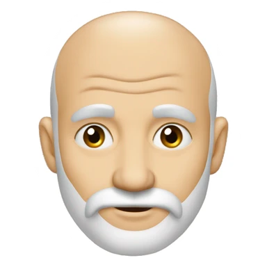 Sure, here’s a prompt for generating the described image using AI:

"A 50-year-old bald man with a graying beard. He is smiling and has his index finger resting on his lower lip as if he is deep in thought." sticker