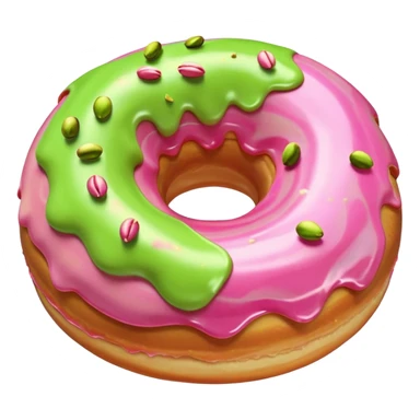 donut with light green & pink swirled frosting & pistachio pieces sticker