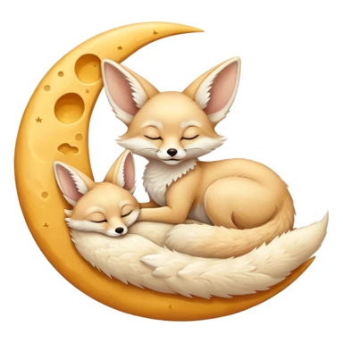 fennec sleeping on a moon sickle  sticker