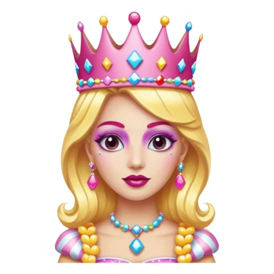queen of the candyland, with candy makeup and just face sticker
