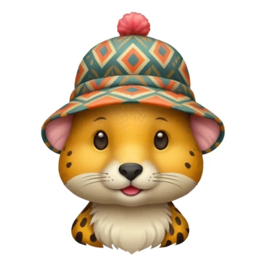 animal wearing patterned hat  sticker