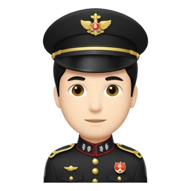 Un emoji di un carabiniere con il grado da carabiniere con uniforme nera, il soggetto deve essere un maschio con capelli neri sticker