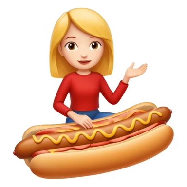 Girl riding a hotdog without the bun sticker