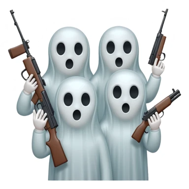 Fantasmas con un fusil y haciendo está señas con la mano 🤙 sticker