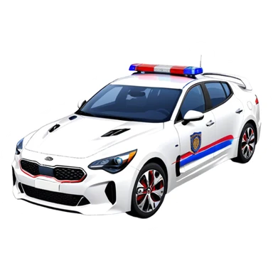 Police Car - Kia Stinger (Model Year: 2018) (Iconic Colour: White with blue and red markings) sticker