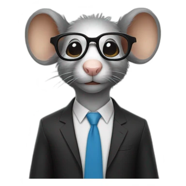 Un rat avec des lunettes et avec des cheveux noirs sticker