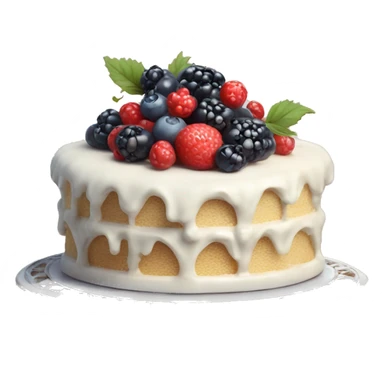 aesthetic vintage rococo cake with white icing, berries on cake stand  sticker