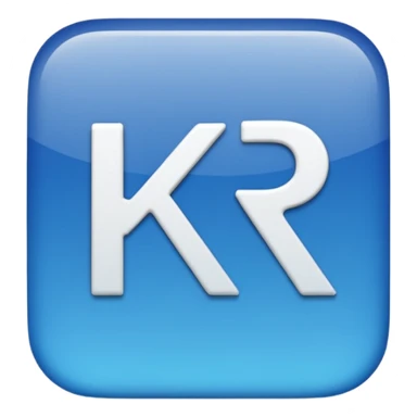 Please recreate an emoji with a square blue background that has the English letters ‘KR’ on it. sticker