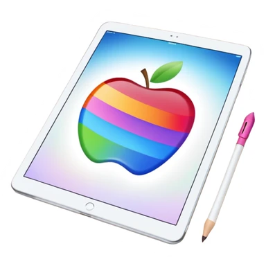 An ipad with an apple pencil and the ipad has opened the app procreate and there is a pretty art in it sticker