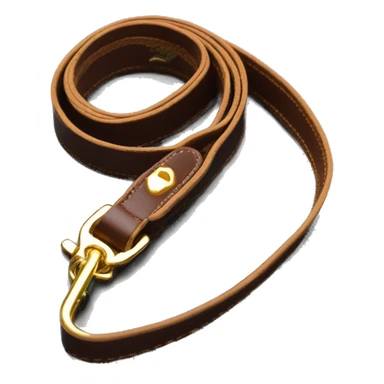 Brown dog leash with golden carabiner and hand strap  sticker