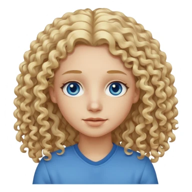 Curly blond blue eyes. Long hair cool beige blond. Longer hair sticker