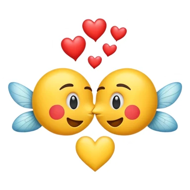 Kissing emoji with fly away hearts sticker