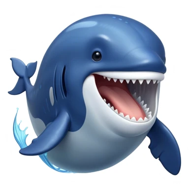 Meme-Worthy Singing Humpback Whale Portrait Emoji, Mouth open wide in a dramatic, melodious pose, showcasing a deep blue-gray body with barnacle accents and an expressive, soulful gaze, Simplified yet artistically graceful features, highly detailed, glowing with a soft, magical marine aura, high shine, enchanting and full of life, stylized with an air of deep-sea wonder, soft glowing outline, capturing the essence of a majestic humpback whale mid-song, resonating with the beauty of the ocean's ancient melodies! sticker