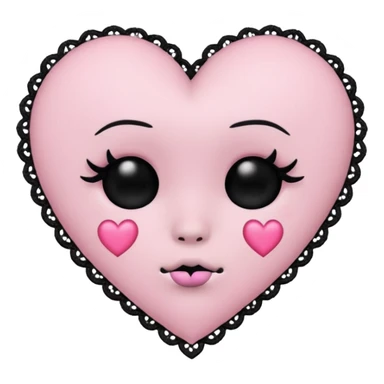 pastel goth heart emoji with pastel pink lace and studs sticker