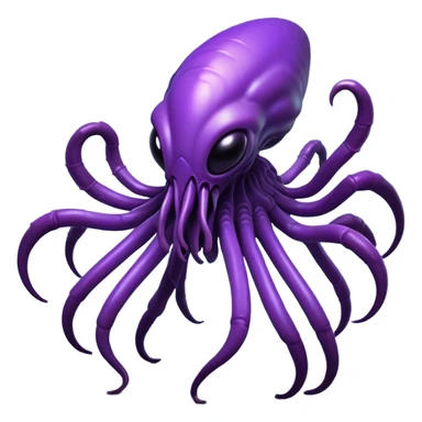 Clash of Clans aesthetic: Cinematic fierce Zerg Alien Emoji, rendered in a 3D vector-style similar to standard emojis with minimal shading and bold, simplified shapes. A compact, isometric, otherworldly creature with insectoid, organic details and subtle, eerie tentacles, softly glowing with a sinister alien charm. Simplified yet unmistakably iconic, highly detailed and consistent, glowing with a soft, spectral radiance and high shine. Stylized with a touch of bio-engineered mischief and a soft glowing outline, capturing the essence of a fearsome extraterrestrial menace with a playful twist! sticker