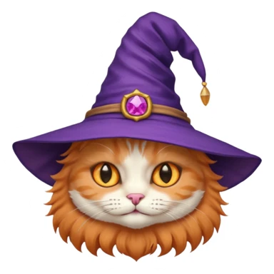 cat wear purple wicth hat sticker